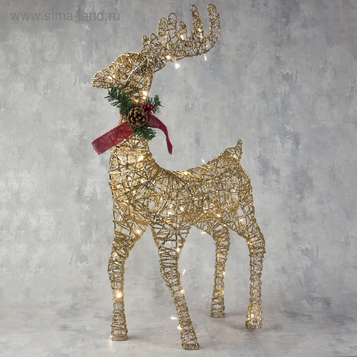 Светодиодная фигура &laquo;Олень золотистый&raquo; 50 &times; 85 &times; 18 см, металл, 220 В, свечение тёплое белое