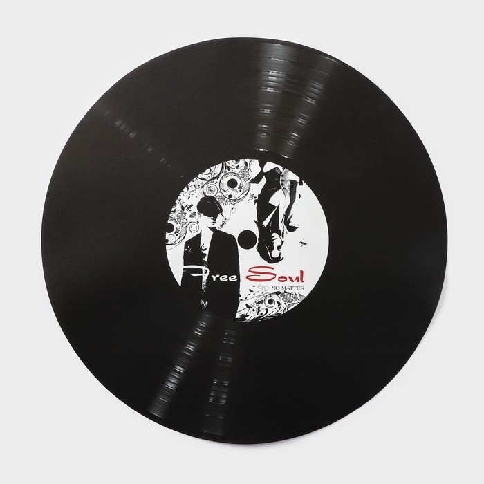 Салфетка сервировочная на стол Доляна «Виниловая пластинка», d=38 см, цвет чёрный Салфетка сервировочная на стол Доляна «Виниловая пластинка», d=38 см, цвет чёрный