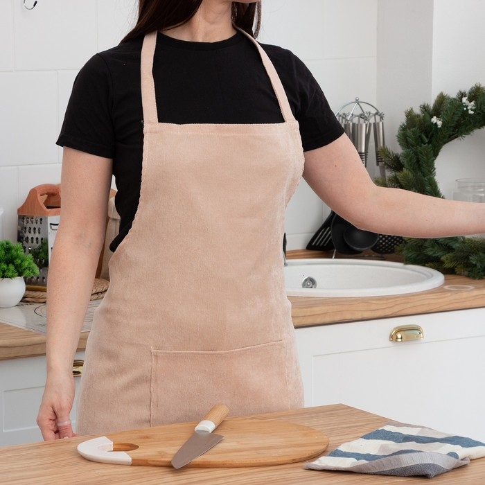 Фартук Этель &laquo;Классика&raquo; цвет бежевый 65х80см, 100%пэ, велюр