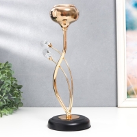 Подсвечник металл, стекло на 1 свечу "Паола" d-5 см, золото 11,5х11,5х32,5 см