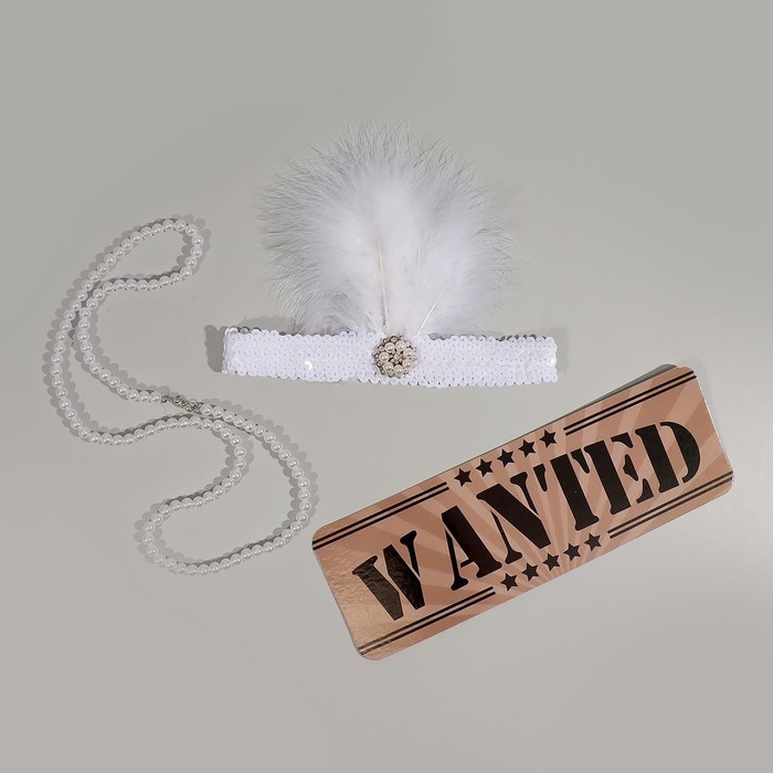 Карнавальный набор «Кокетка» повязка, бусы ,табличка Карнавальный набор «Кокетка» повязка, бусы ,табличка