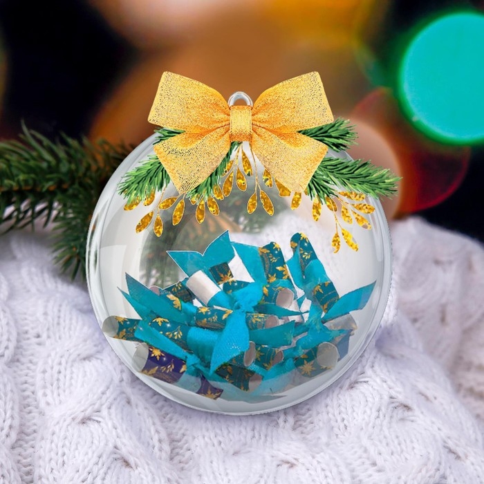 Ёлочный шар своими руками на новый год «Весёлого Нового года» с пожеланиями, новогодний набор для творчества Ёлочный шар своими руками на новый год «Весёлого Нового года» с пожеланиями, новогодний набор для творчества