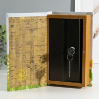 Сейф-книга дерево кожзам "Корги в цветах. Лето" 3D тиснение 21х13х5 см