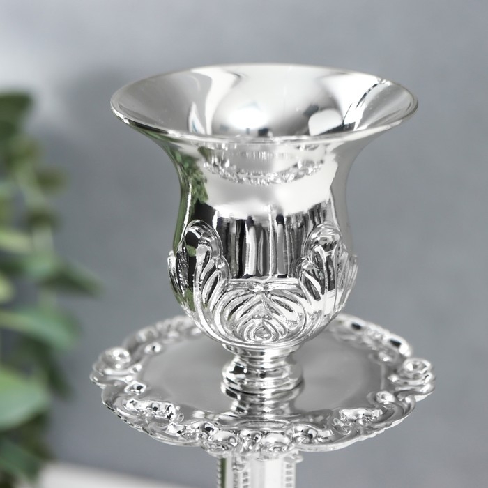 Подсвечник металл Подсвечник металл "Людвиг" набор 2 шт цвет серебро 19х10х10 см