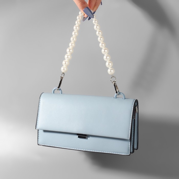 Ручка для сумки, жемчужные бусы, d = 12/14/16 мм, 39 см, цвет белый/серебряный Ручка для сумки, жемчужные бусы, d = 12/14/16 мм, 39 см, цвет белый/серебряный