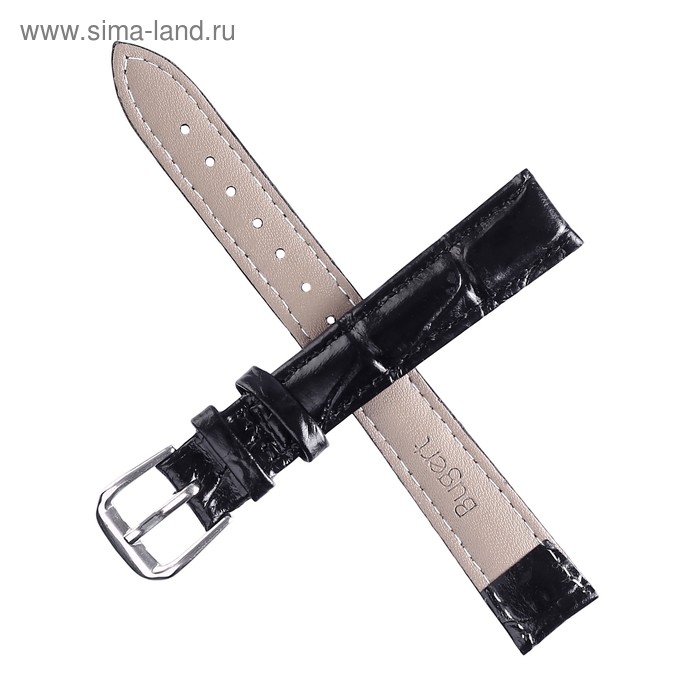 Ремешок для часов Ремешок для часов "Bugert" 12 мм, натуральная кожа, l=20 см, черный, фактура крокодил