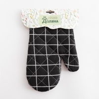 Варежка Доляна "Клетка" цв.черный 26*16 см, 100% п/э Варежка Доляна "Клетка" цв.черный 26*16 см, 100% п/э