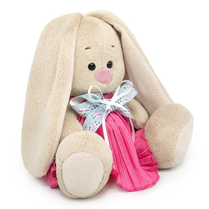 Мягкая игрушка &laquo;Зайка Ми&raquo;, в платье из жатой ткани с бантом, 15 см