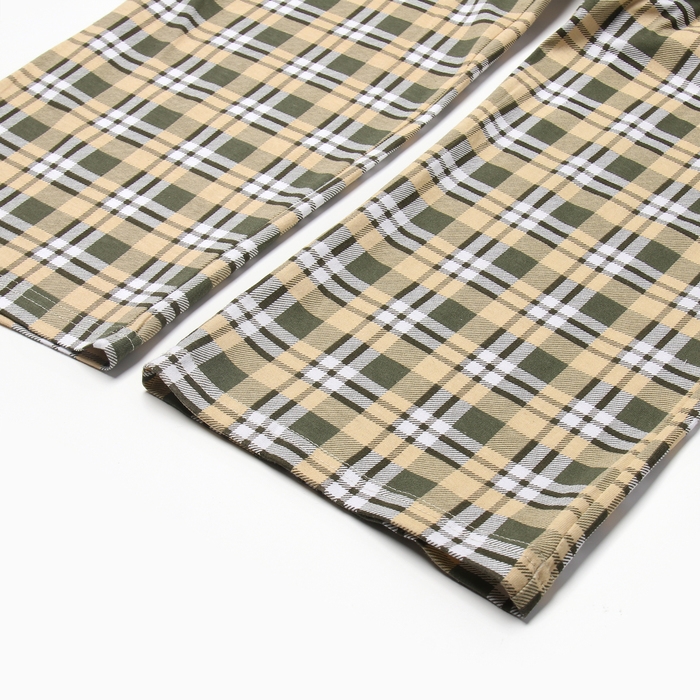 Брюки домашние мужские, цвет желто-зелено-белая клетка, размер 50