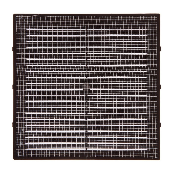 Решетка вентиляционная ZEIN Люкс Л194КР, 194 х 194 мм, с сеткой, неразъемная, коричневая