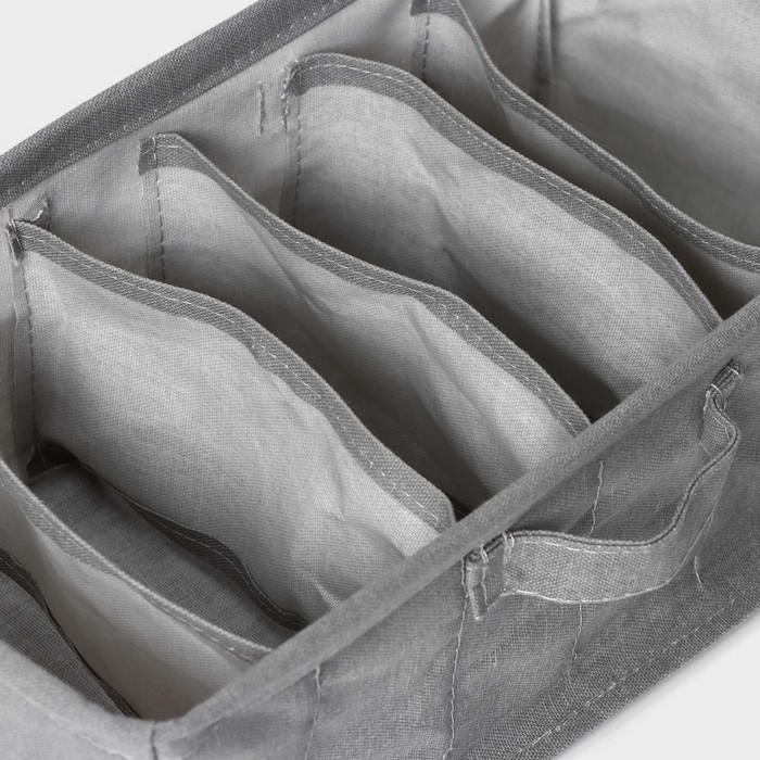 Органайзер для хранения белья LaDо́m, 6 ячеек, 32&times;17&times;12 см, цвет серый