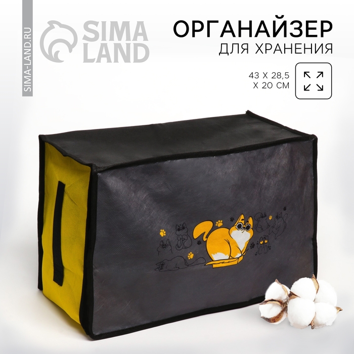 Органайзер для хранения белья, кофр с pvc-окном &laquo;Кошки&raquo;, 43 х 28,5 х 20 см.