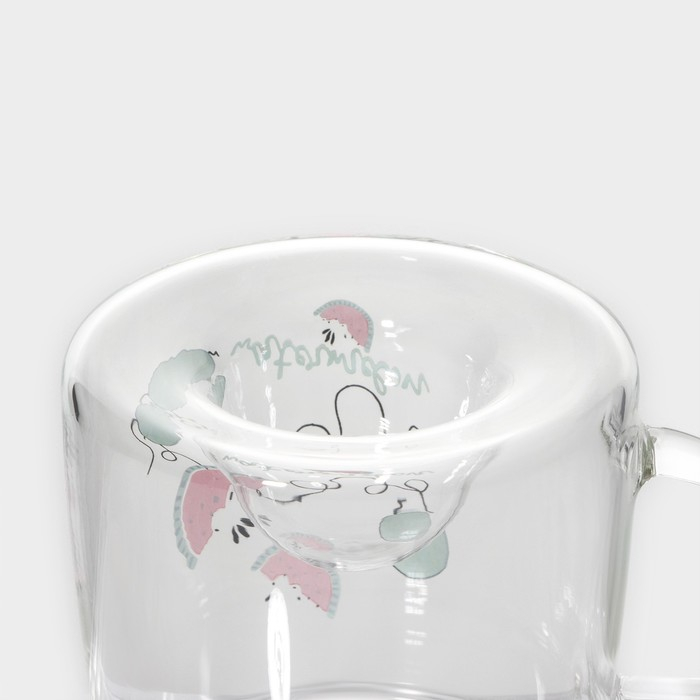 Кружка стеклянная с деревянной крышкой &laquo;Арбузик&raquo;, 300 мл