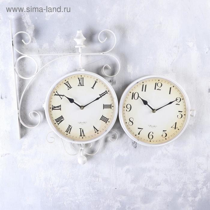 Часы настенные двусторонние, на подвесе Часы настенные двусторонние, на подвесе "Мерано", дискретный ход, d-24 см, 46 х 29 см, 1 АА