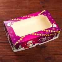 Новый год. Коробка складная, подарочная новогодняя с окном под зефир "Снеговик с подарками", 25 х 15 х 7 см. Новый год. Коробка складная, подарочная новогодняя с окном под зефир "Снеговик с подарками", 25 х 15 х 7 см.