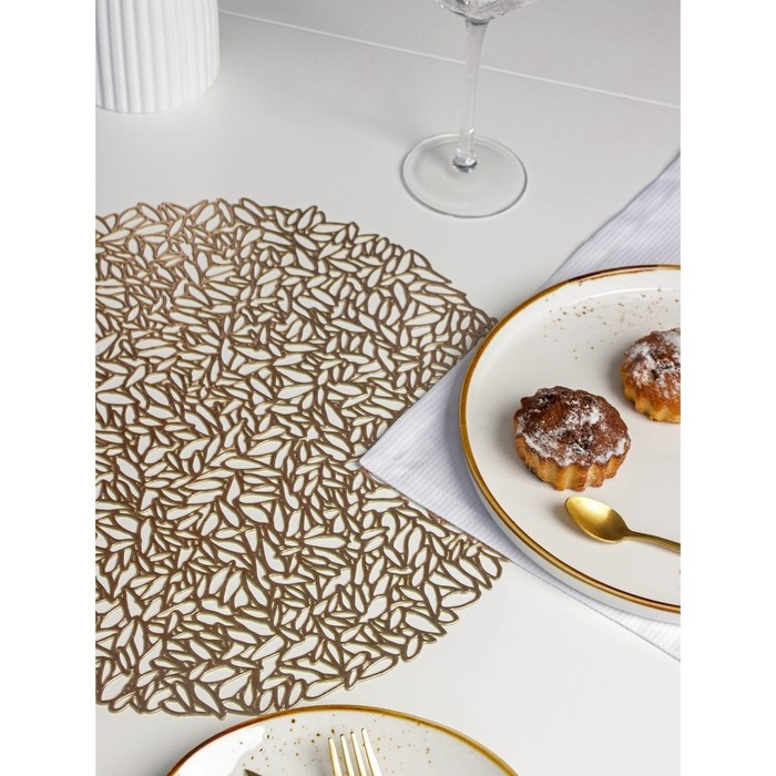 Салфетка сервировочная на стол «Манифик», d=38 см, цвет золотой Салфетка сервировочная на стол «Манифик», d=38 см, цвет золотой