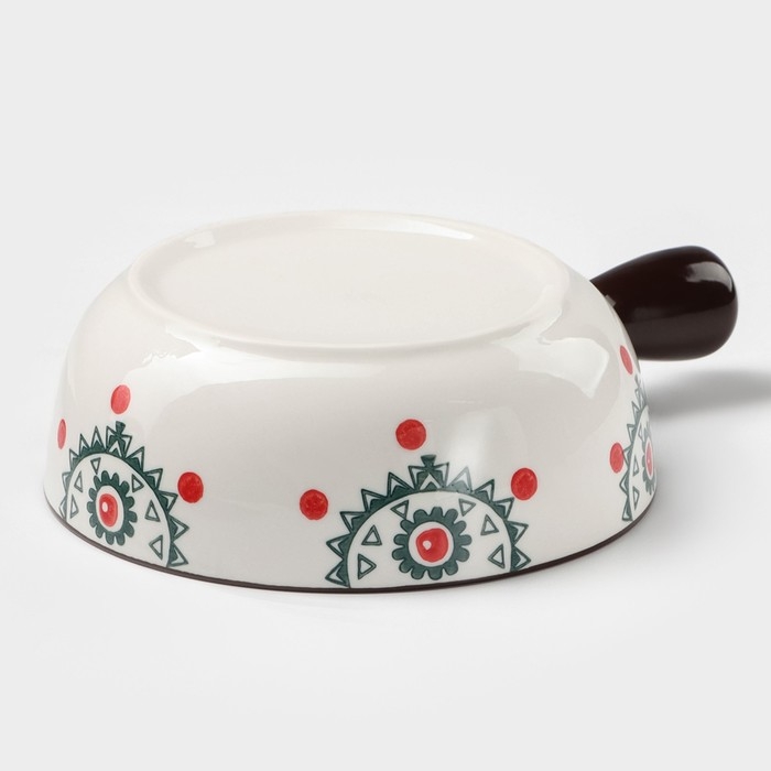 Кокотница керамическая &laquo;Узоры&raquo;, 550 мл, цвет белый