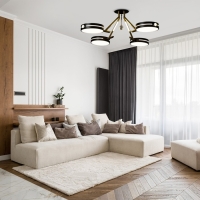 Люстра "Антеко" 4хLED 104Вт 3000-6000К черно-золотой 65х65х27 см BayerLux Люстра "Антеко" 4хLED 104Вт 3000-6000К черно-золотой 65х65х27 см BayerLux