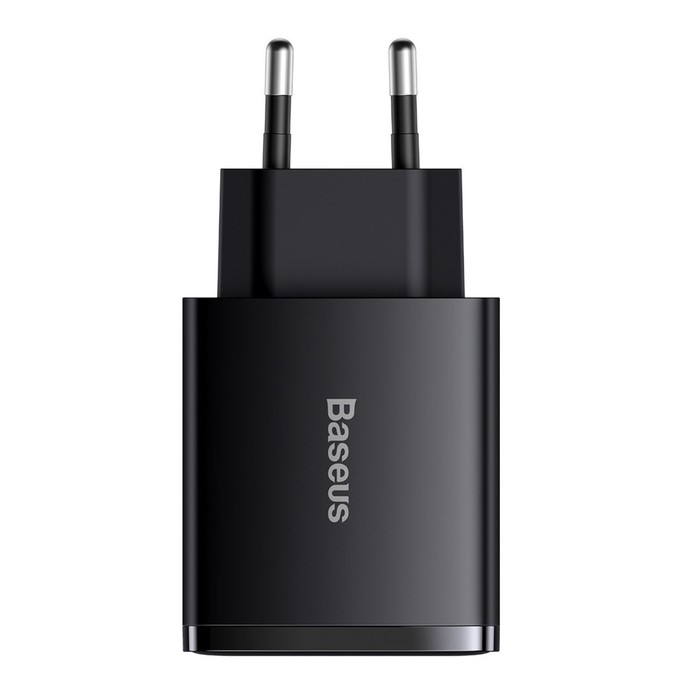 Зарядное устройство Baseus Compact Quick Charger 2*USB+USB-C, 3A, 30W, черный Зарядное устройство Baseus Compact Quick Charger 2*USB+USB-C, 3A, 30W, черный
