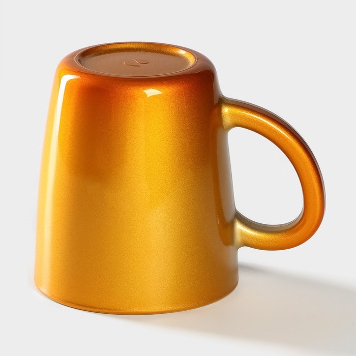 Кружка стеклянная, 340 мл, цвет оранжевый металлик