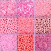 Бисер стекло 6/0, 8/0, 12/0 в шкатулке "Розовый" стеклярус 15,5х9,5х1,6 см Бисер стекло 6/0, 8/0, 12/0 в шкатулке "Розовый" стеклярус 15,5х9,5х1,6 см