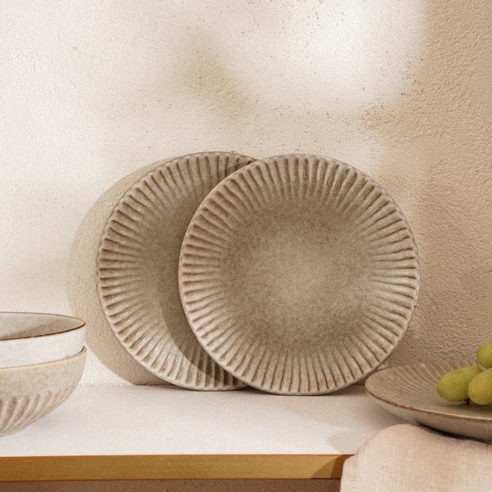 Набор тарелок фарфоровых SL Home &laquo;Монти&raquo;, d=27 см, цвет серый