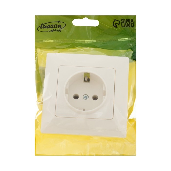 Розетка одноместная Luazon Lighting "Антей", 16 А, скрытая, с з/к, белая