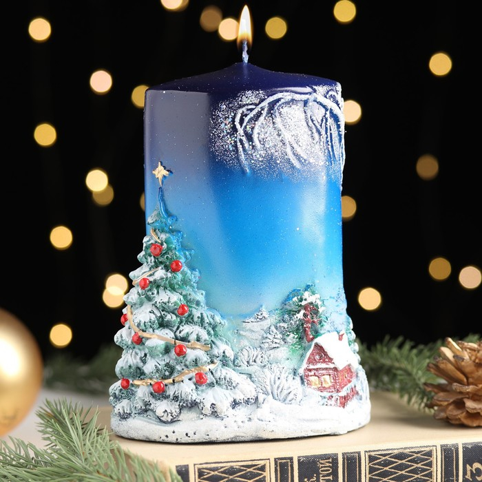 Свеча - цилиндр Свеча - цилиндр "Зимняя", 8х11,5х15 см