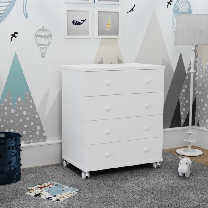 Комод пеленальный детский ИНКАНТО 800/4, 80х45х94 см., 4 ящика, цвет белый