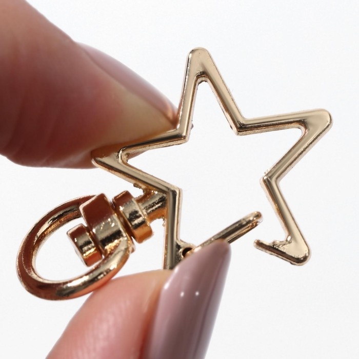 Карабин металлический &laquo;Звезда&raquo;, 34 &times; 24 мм / 8 &times; 2,2 мм, 5 шт, цвет золотой