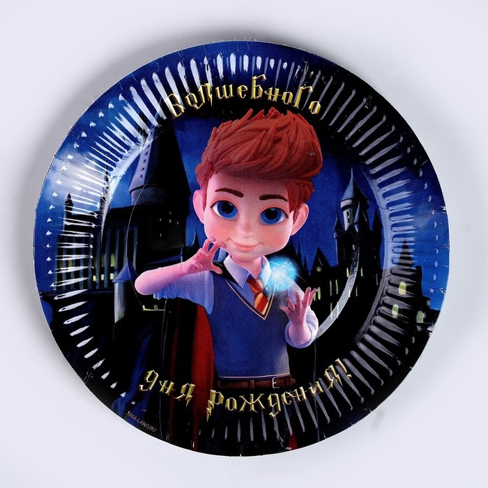 Набор бумажной посуды одноразовый Волшебного дня рождения!&raquo;: 6 тарелок, 6 стаканов