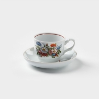 Чайная пара фарфоровая &laquo;Букет цветов&raquo;, 250 мл, блюдце d=15 см