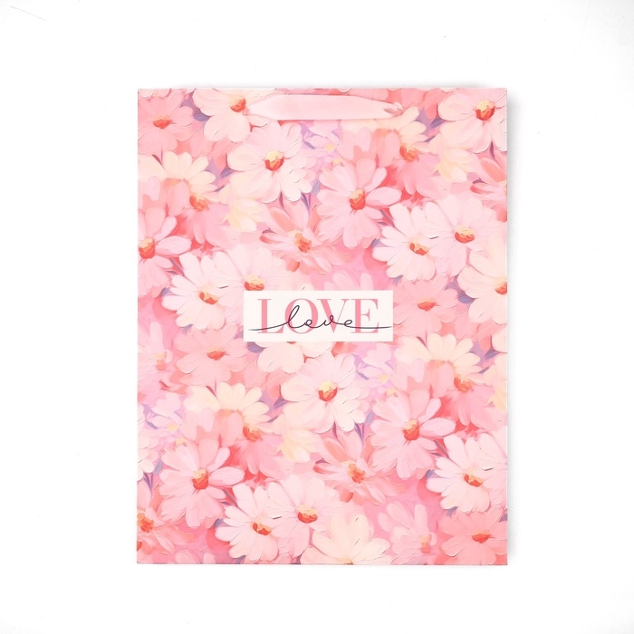 Пакет ламинированный двухсторонний &laquo;Цветы&raquo;, с тишью и открыткой, L, 40 &times; 31 &times; 11,5