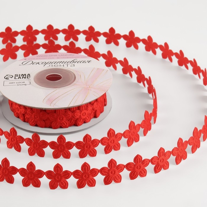 Лента фигурная «Цветочек», 18 мм, 9 ± 0,5 м, цвет красный Лента фигурная «Цветочек», 18 мм, 9 ± 0,5 м, цвет красный