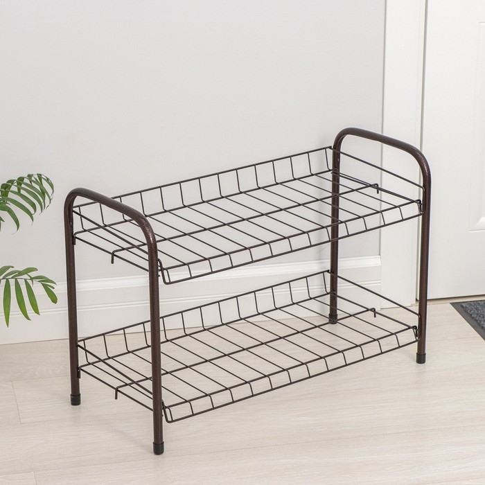 Полка для обуви разборная, 2 яруса, 68×28×44 см, цвет медный антик Полка для обуви разборная, 2 яруса, 68×28×44 см, цвет медный антик