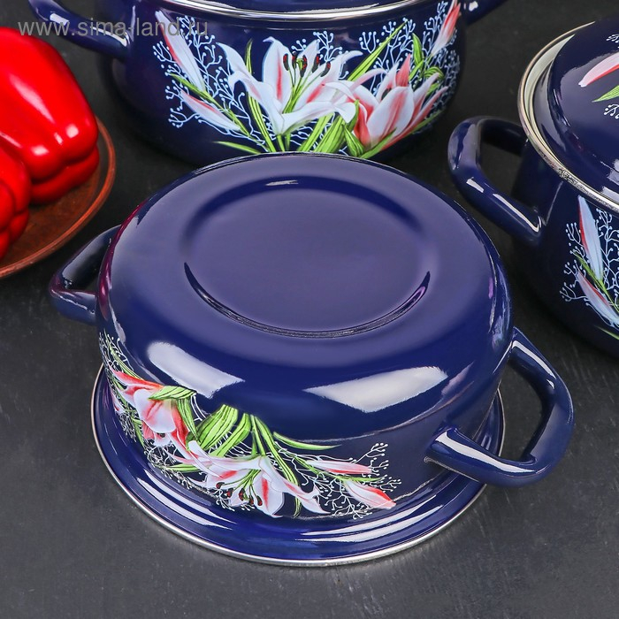 Набор эмалированных кастрюль &laquo;Версаль&raquo;, 3 предмета: 1,5 л, 2 л, 3 л, индукция