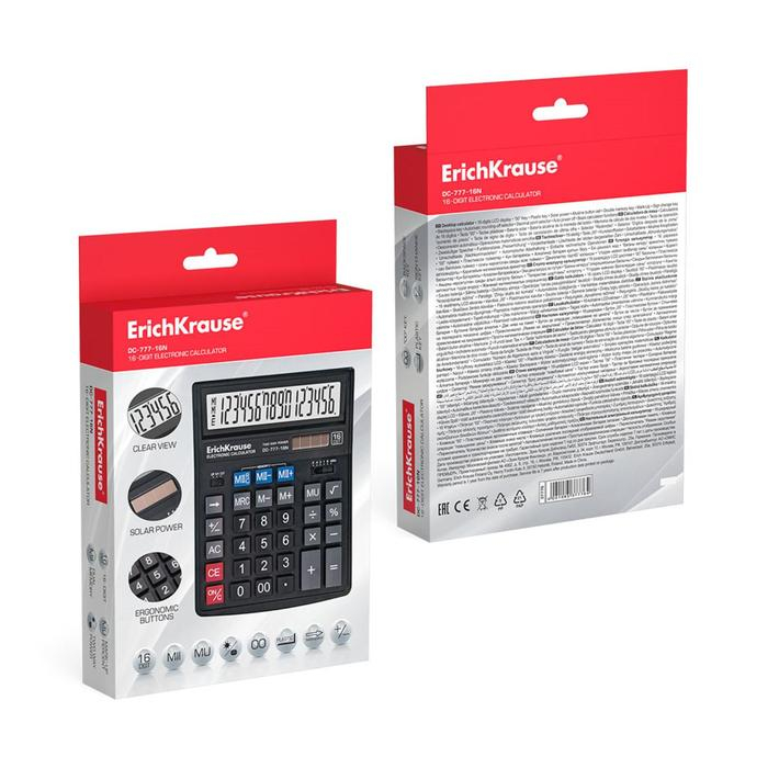 Калькулятор настольный 16-разрядный Erich Krause DC-777-16N Калькулятор настольный 16-разрядный Erich Krause DC-777-16N