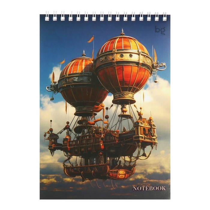 Блокнот А5, 40 листов в клетку на гребене Блокнот А5, 40 листов в клетку на гребене "Стимпанк", обложка мелованный картон, МИКС