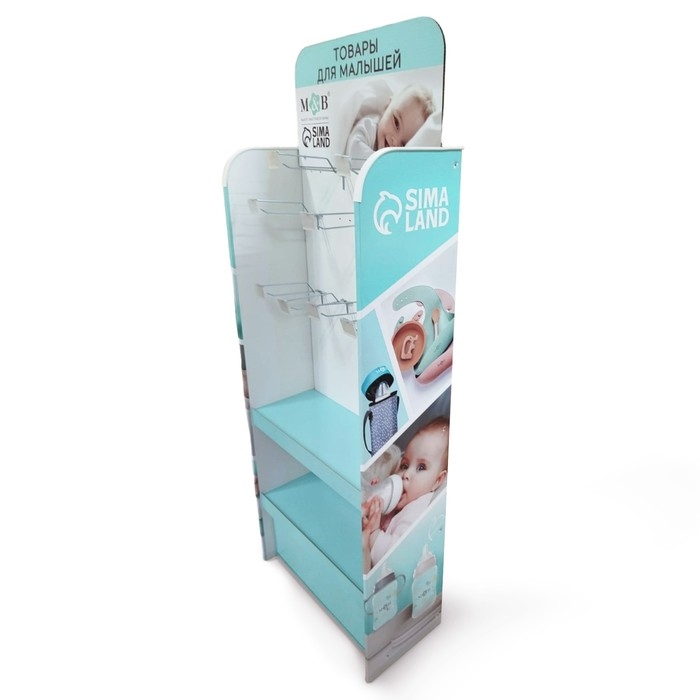 Стойка Mum&Baby 2 полки + 12 крючков металл 20см Стойка Mum&Baby 2 полки + 12 крючков металл 20см