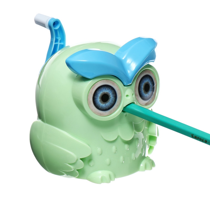 Точилка механическая с контейнером Сова Светло-зеленая Точилка механическая с контейнером Сова Светло-зеленая