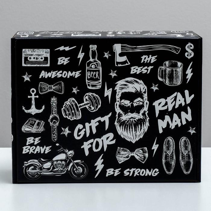 Коробка подарочная двухсторонняя складная, упаковка, &laquo;Брутальному мужчине&raquo;, 27 х 21 х 9 см