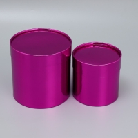 Набор коробок 2 в 1 круглые, упаковка подарочная, &laquo;Однотонный&raquo;, розовый металлик, 12 х 12, 15 х 15 см