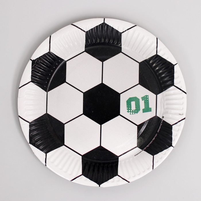 Набор бумажной посуды одноразовый С днём рождения. Футболист&raquo;, 6 тарелок , 1 гирлянда , 6 стаканов, 6 колпаков