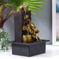 Фонтан настольный от сети "Золотой ганеша у водопада, греческий узор" 35х20х25 см Фонтан настольный от сети "Золотой ганеша у водопада, греческий узор" 35х20х25 см