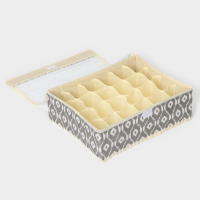 Органайзер для хранения белья с крышкой Доляна «Ромбы», 24 ячеек, 38×30×12 см, цвет серый Органайзер для хранения белья с крышкой Доляна «Ромбы», 24 ячеек, 38×30×12 см, цвет серый