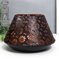 Подсвечник металл на 1 свечу "Ромашки" чёрный с золотом 11,5х17х17 см Подсвечник металл на 1 свечу "Ромашки" чёрный с золотом 11,5х17х17 см