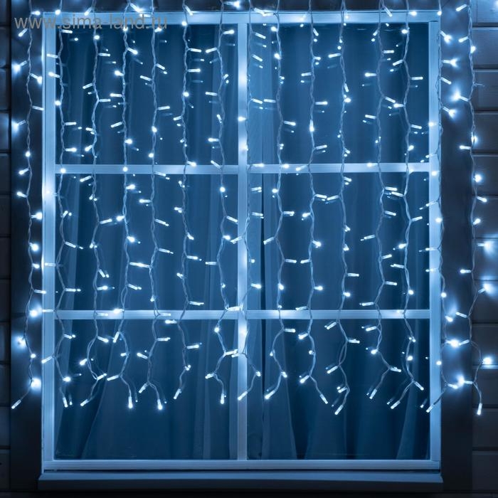 Гирлянда Гирлянда "Занавес" 2 х 1.5 м , IP65, УМС, белая нить каучук, 300 LED, свечение белое, 220 В