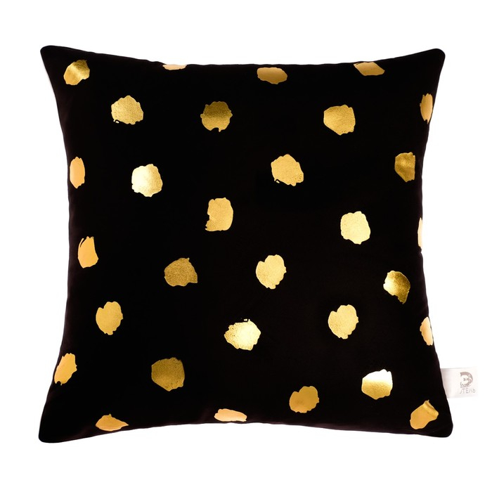 Подушка декоративная Этель «Горошек чёрный», 40х40 см, велюр, 100% п/э Подушка декоративная Этель «Горошек чёрный», 40х40 см, велюр, 100% п/э