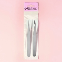 Набор пинцетов для рукоделия, прямой и изогнутый, 12, 5 / 13 см, 2 шт, цвет серебряный