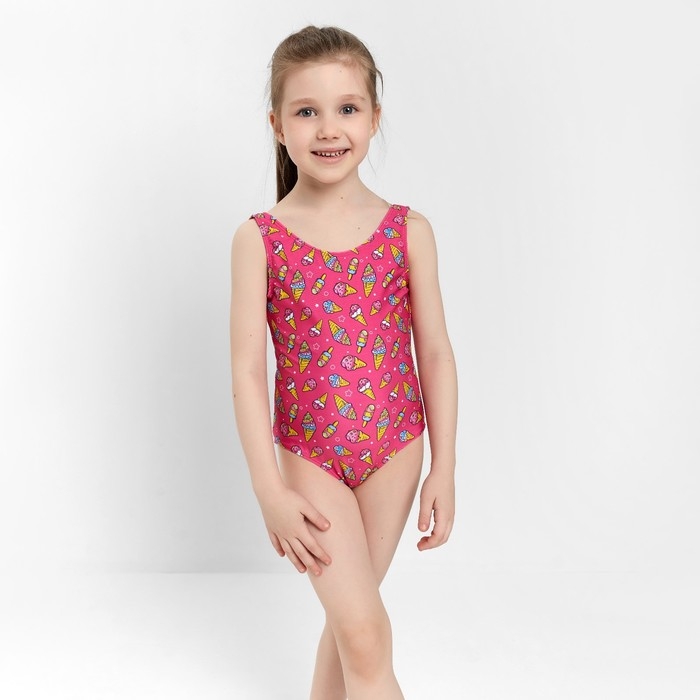 Купальник слитный, цвет розовый/мороженое, рост 128 см Купальник слитный, цвет розовый/мороженое, рост 128 см